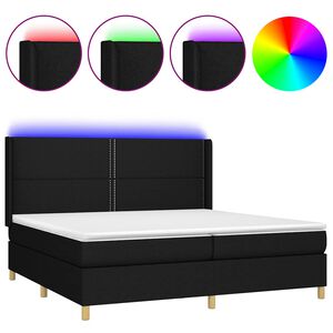 vidaXL Rams&auml;ng med madrass & LED svart 200x200 cm tyg