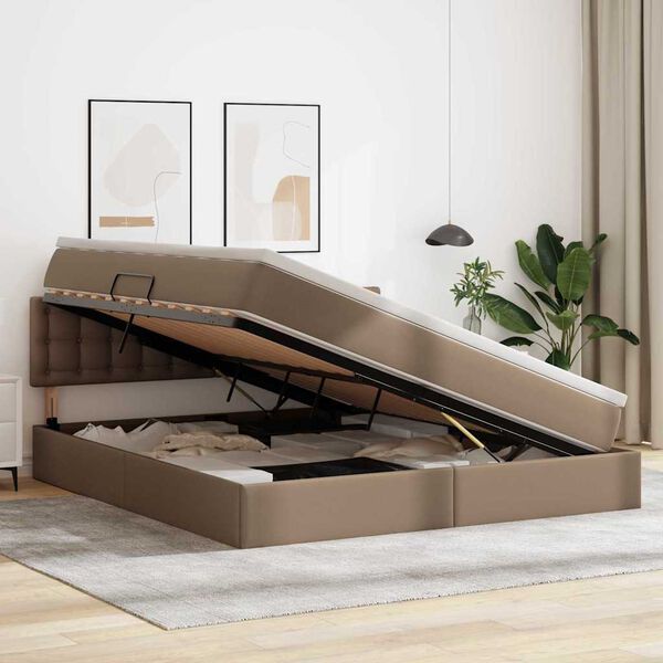 vidaXL F&ouml;rvaringss&auml;ng med madrass Cappucino 160 x 200 cm Konstl&auml;der