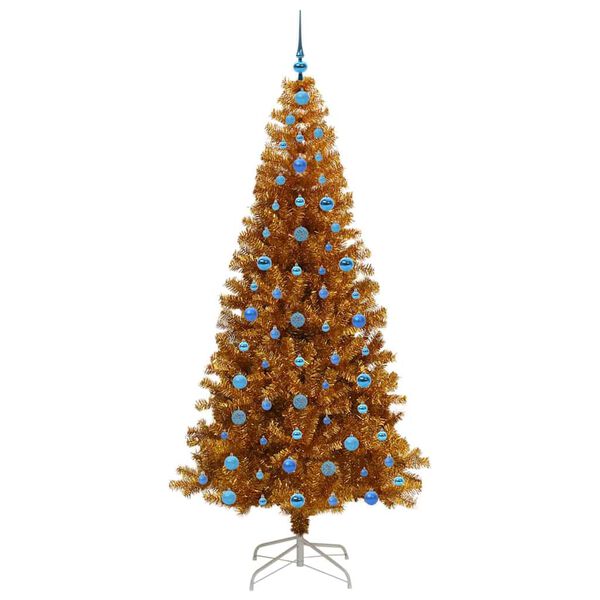 vidaXL Julgran med 300 LED-lampor med stativ Guld 210 cm PET