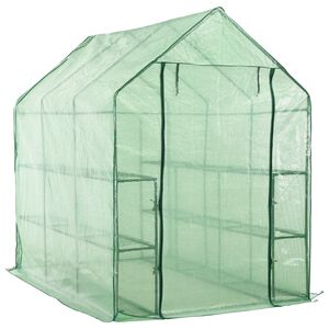 vidaXL V&auml;xthus med 12 hyllor st&aring;l 143x214x196 cm