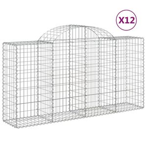vidaXL Gabioner b&aring;gformade 12 st 200x50x100/120 cm galvaniserat j&auml;rn