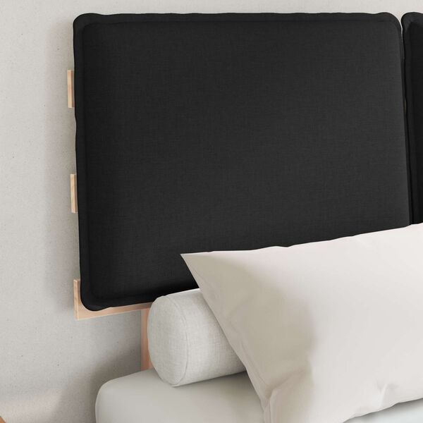 vidaXL S&auml;ngram med Kl&auml;dd Huvudgavel Svart 120 x 190 cm Massiv furu