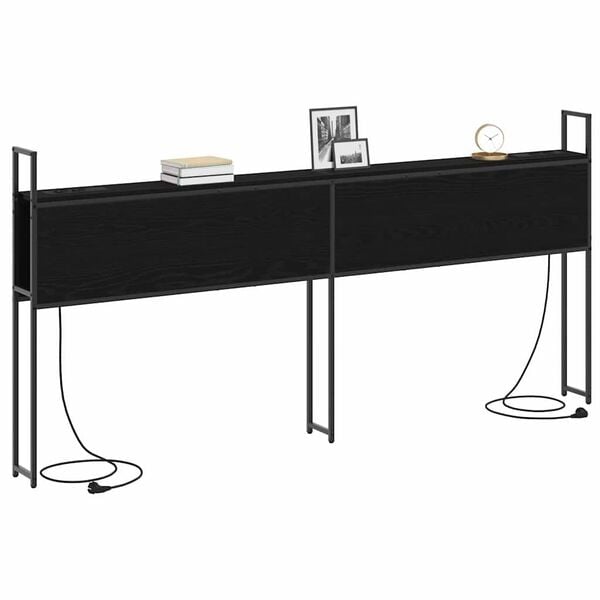 vidaXL F&ouml;rvaringsgavel med Laddstation Svart ek 203 x 15 x 98 cm