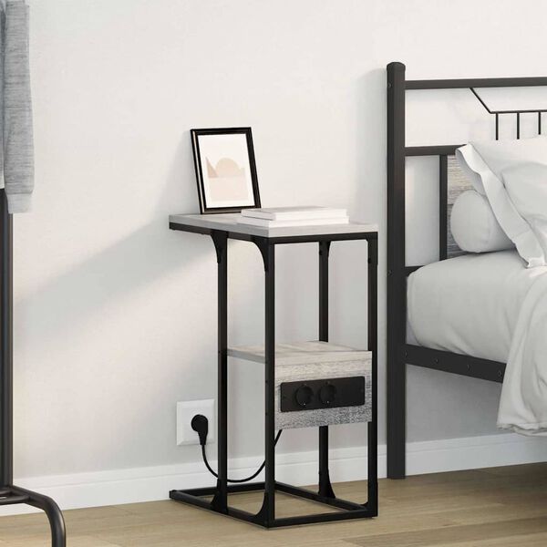 vidaXL Nattduksbord Gr&aring; sonoma 41.5 x 26 x 60.5 cm Konstruerat tr&auml;