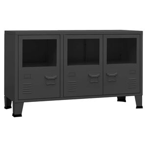 vidaXL Sk&auml;nk industriell antracit 105x35x62 cm metall och glas