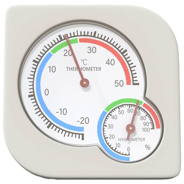 vidaXL Termo Hygrometer Vit 7,5 x 7,5 x 1,2 cm ABS