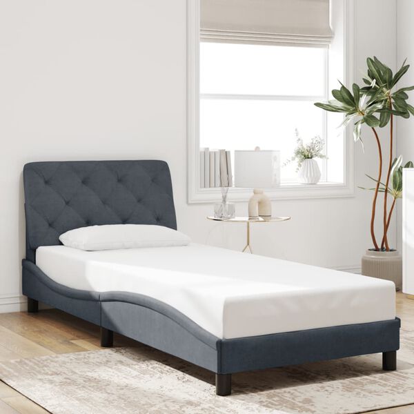 vidaXL Bed Frame without Mattress Dark Grey 90x190 cm Velvet