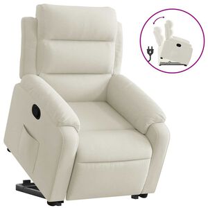 vidaXL Reclinerf&aring;t&ouml;lj med uppresningshj&auml;lp gr&auml;ddvit sammet