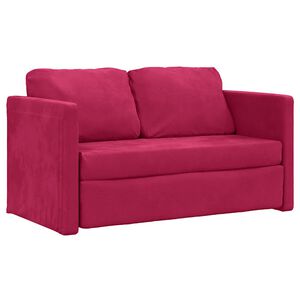 vidaXL Golvb&auml;ddsoffa 2-i-1 vinr&ouml;d 122x204x55 cm sammet