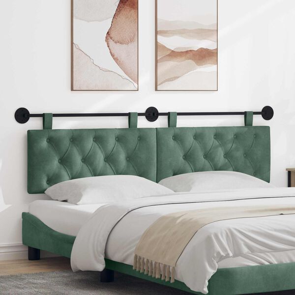 vidaXL H&auml;ngande Huvudgavel V&auml;ggmonterad Havgr&ouml;n 190 x 55 x 7 cm Sammet