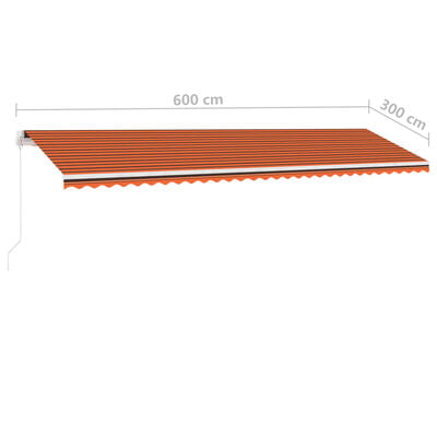 vidaXL Fristående markis manuellt infällbar 600x300 cm orange/brun