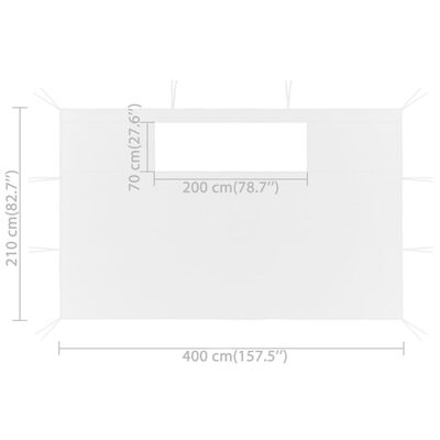 vidaXL Sidoväggar med fönster till partytält 2 st 4x2,1 m vit 70 g/m²
