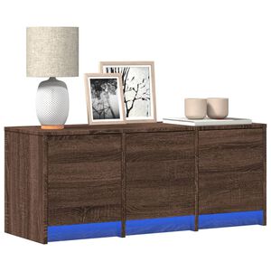 vidaXL Tv-b&auml;nk med LEDs brun ek 97x34x40 cm konstruerat tr&auml;