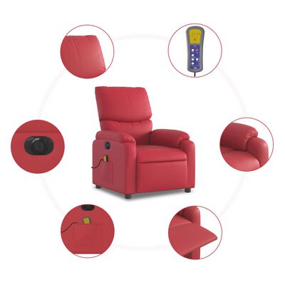 vidaXL Elektrisk massagefåtölj röd konstläder