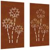vidaXL V&auml;ggdekorationer 2 delar 105x55cm rosttr&ouml;gt st&aring;l blomdesign