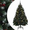 vidaXL Konstgjord julgran gr&ouml;n med julkulor 150 cm 150 LED-lampor