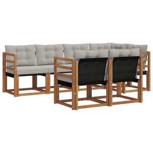 vidaXL Utomhussoffset med kudde 7 pcs Naturlig och Ljus Gr&aring;