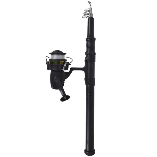 62 delars Fiskeset med teleskopsp&ouml;, rulle och fiskeh&aring;v 1,6 m