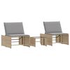 vidaXL Solstolar 2 st med bord beige konstrotting