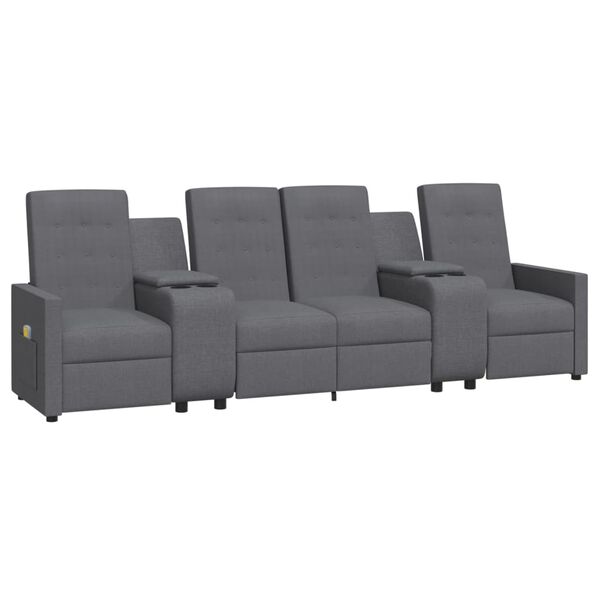 vidaXL 4-sits massagef&aring;t&ouml;lj med muggh&aring;llare ljusgr&aring;