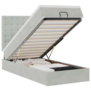 vidaXL Ottoman s&auml;ngram med madrasser ljusgr&aring; 90x190 cm sammet