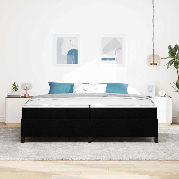 vidaXL B&auml;ddfj&auml;der med madrass Svart 200 x 200 cm tyg