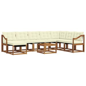 vidaXL Utomhussoffset med kudde 9 pcs Naturlig och Gr&auml;dde