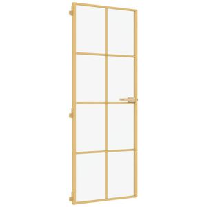 vidaXL Innerd&ouml;rr guld 76x201,5 cm h&auml;rdat glas och aluminium slim