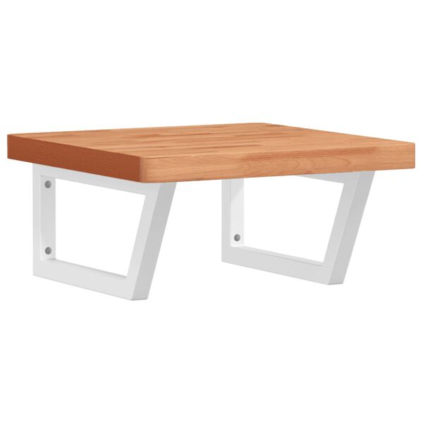 vidaXL V&auml;ggmonterad handfatshylla st&aring;l och massiv bok