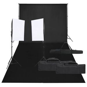 vidaXL Fotostudio med lampor och bakgrund