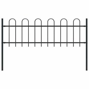 vidaXL Tr&auml;dg&aring;rdsstaket BOXTEL med b&aring;ge i st&aring;l 170x60 cm svart