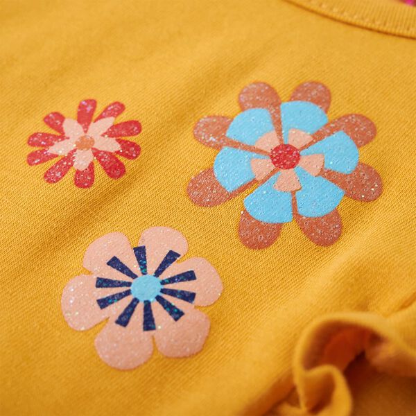 T-shirt med långa ärmar för barn mörk ockra 92