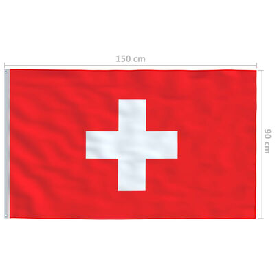vidaXL Schweiz flagga och flaggstång i aluminium 4 m