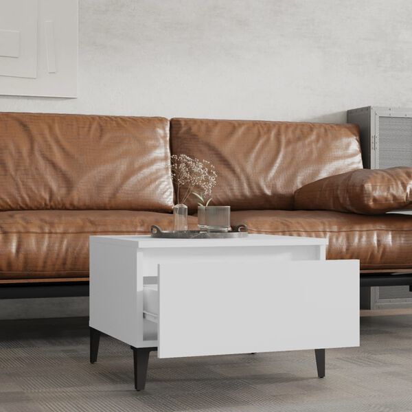 vidaXL Sidobord vit 50x46x35 cm konstruerat trä