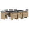 vidaXL Tr&auml;dg&aring;rdsm&ouml;belset med kudde 9 pcs Beige konstrotting