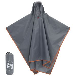 vidaXL Regnponcho med huva 2-i-1 gr&aring; och orange 223x145 cm