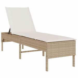 vidaXL Solstol med dyna beige 55x200x44cm konstrotting