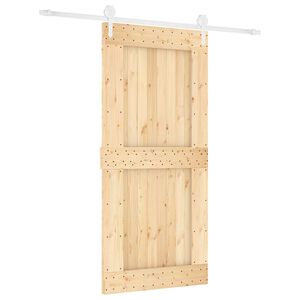 vidaXL Skjutd&ouml;rr Naturlig och vit 95 x 210 cm Massiv furutr&auml;d&ouml;rr