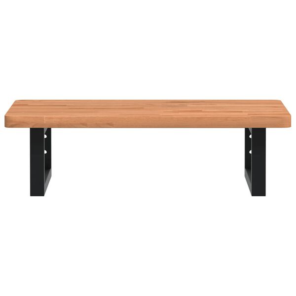 vidaXL Väggmonterad handfatshylla stål och massiv bok