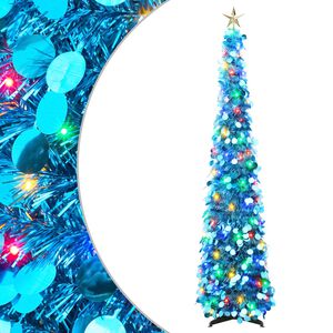 vidaXL Pop-up-julgran med LED och stj&auml;rna i toppen 120 cm