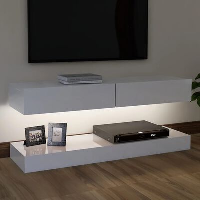 vidaXL TV-bänk med LED-belysning vit högglans 120x35 cm