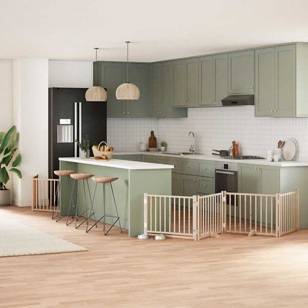 vidaXL Hundgrind med d&ouml;rr vikbar 10 paneler 800 cm poppel