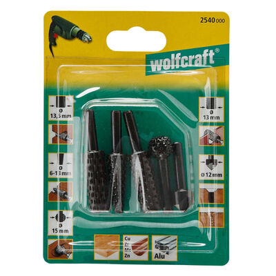 wolfcraft Roterande slipstifts- & försänkningare 5 delar stål 2540000