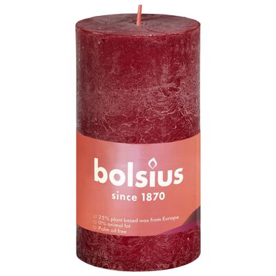 Bolsius Rustika blockljus 8-pack 100x50 mm sammetsröd