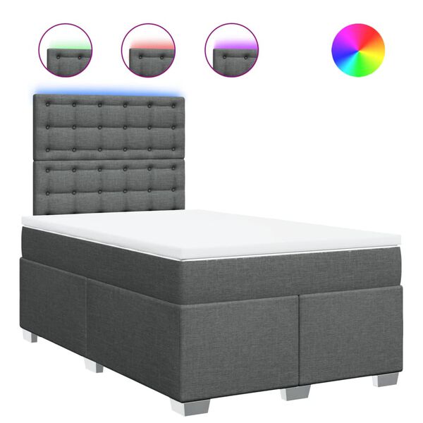 vidaXL Rams&auml;ng med madrass m&ouml;rkgr&aring; 120x190 cm tyg