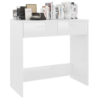 vidaXL Skrivbord vit högglans 80x40x75 cm konstruerat trä