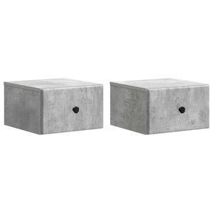 vidaXL V&auml;ggmonterat S&auml;ngbord 2 pcs Betonggr&aring; 34,5 x 33 x 20 cm