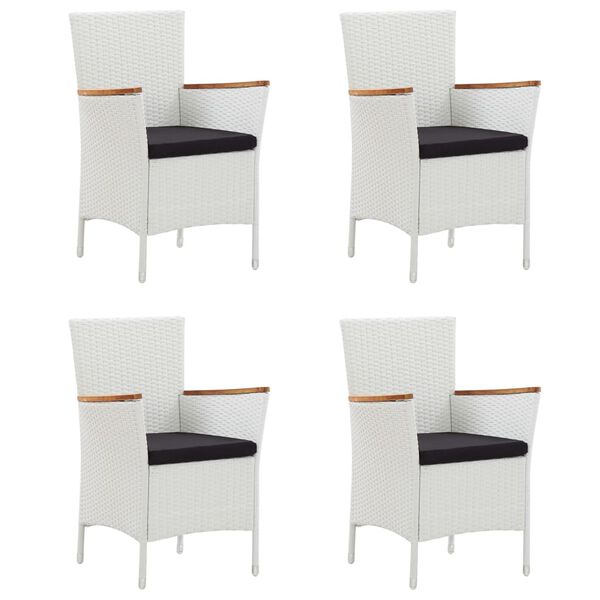 vidaXL Matgrupp f&ouml;r tr&auml;dg&aring;rden med dynor 5 delar konstrotting vit