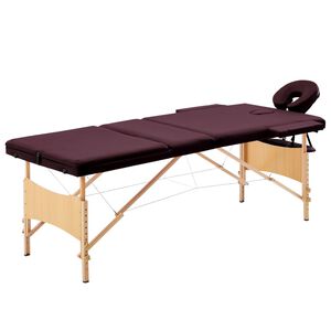 vidaXL Hopf&auml;llbar massageb&auml;nk 3 sektioner tr&auml; m&ouml;rklila