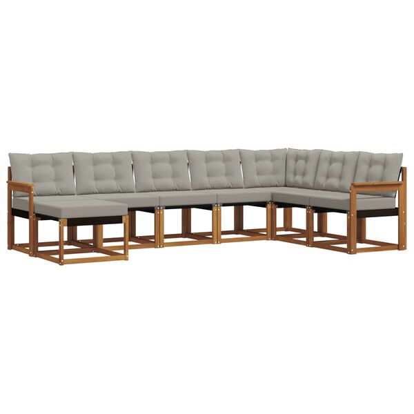 vidaXL Utomhussoffset med kudde 8 pcs Naturlig och Ljus Gr&aring;